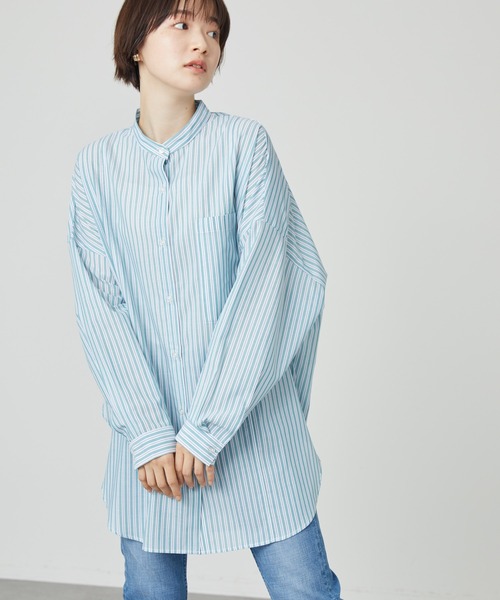 AMERICAN HOLIC（アメリカンホリック）の「イージーケアバックタックシャツチュニック（Tシャツ/カットソー・レディース・ネイビー/ストライプ・FREE）」の2枚目の写真