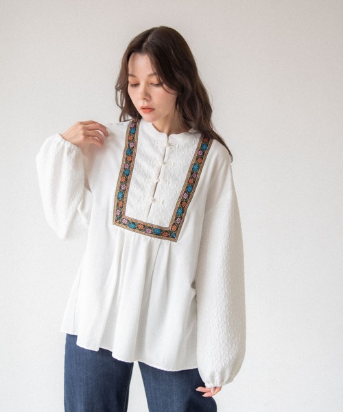 idem(イデム)の「tyrolean china blouse/チロリアンチャイナブラウス(シャツ/ブラウス・レディース・ホワイト/ブラック・FREE)」の12枚目の写真