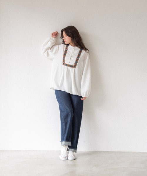 idem(イデム)の「tyrolean china blouse/チロリアンチャイナブラウス(シャツ/ブラウス・レディース・ホワイト/ブラック・FREE)」の9枚目の写真