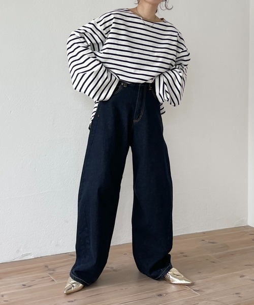 wee9s（ウィークス）の「wide sleeve over size border tee