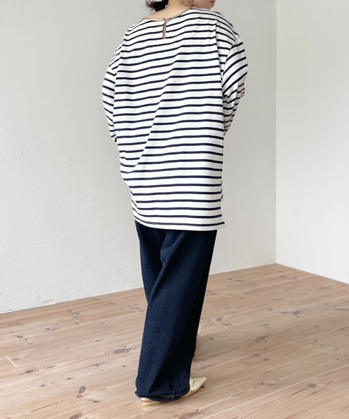 BORDERSネイビー パフスリーブ Tシャツ サイズ36 Vネックパフスリーブトップス【メール便可／100】通販