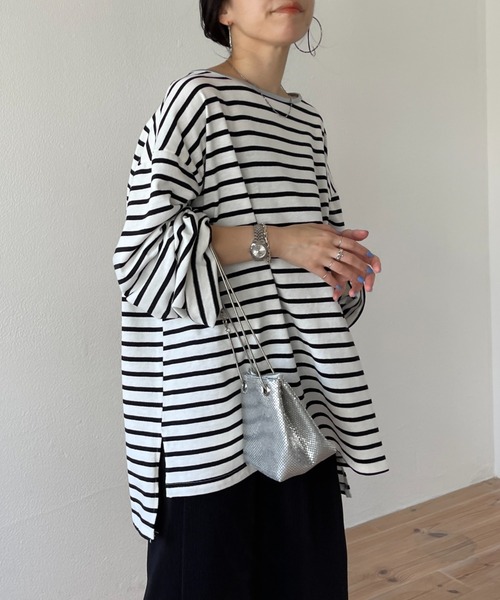 tシャツ border loose tee レディース セール】Loose fit border long t-shirt／ルーズフィット
