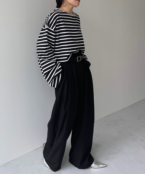 wide sleeve over size border tee / ワイドスリーブオーバー