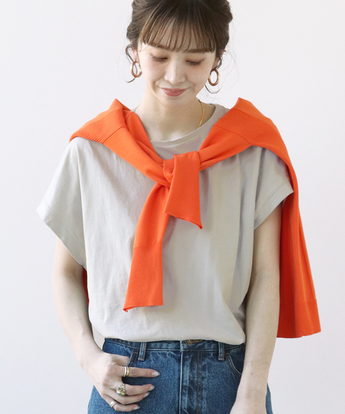 Simplicite(サンプリシテ)の「キャップスリーブTシャツ(Tシャツ/カットソー・レディース・ホワイト/ライトグレー/ブラック/グリーン・FREE)」の4枚目の写真