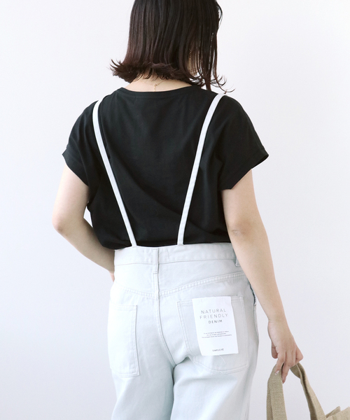Simplicite(サンプリシテ)の「キャップスリーブTシャツ(Tシャツ/カットソー・レディース・ホワイト/ライトグレー/ブラック/グリーン・FREE)」の7枚目の写真