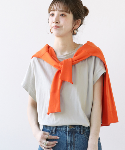 Simplicite(サンプリシテ)の「キャップスリーブTシャツ(Tシャツ/カットソー・レディース・ホワイト/ライトグレー/ブラック/グリーン・FREE)」の9枚目の写真