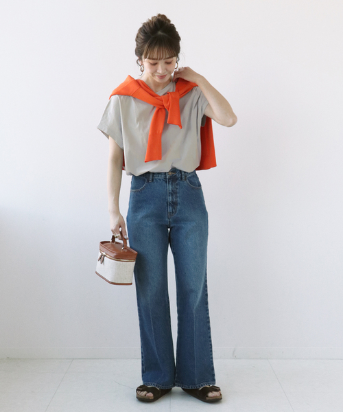 Simplicite(サンプリシテ)の「キャップスリーブTシャツ(Tシャツ/カットソー・レディース・ホワイト/ライトグレー/ブラック/グリーン・FREE)」の10枚目の写真