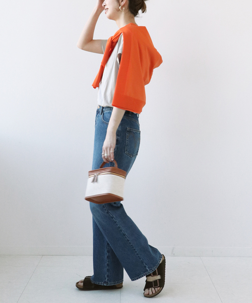 Simplicite(サンプリシテ)の「キャップスリーブTシャツ(Tシャツ/カットソー・レディース・ホワイト/ライトグレー/ブラック/グリーン・FREE)」の11枚目の写真