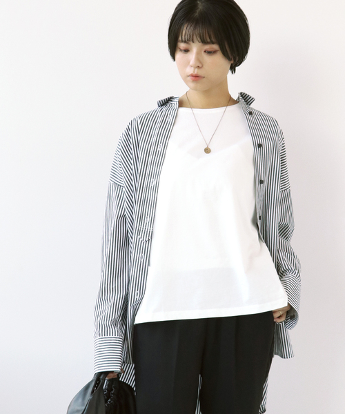 Simplicite(サンプリシテ)の「キャップスリーブTシャツ(Tシャツ/カットソー・レディース・ホワイト/ライトグレー/ブラック/グリーン・FREE)」の13枚目の写真