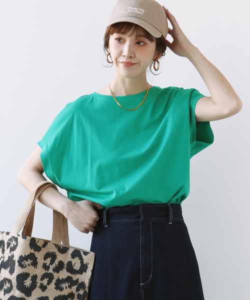 Simplicite(サンプリシテ)の「キャップスリーブTシャツ(Tシャツ/カットソー・レディース・ホワイト/ライトグレー/ブラック/グリーン・FREE)」の17枚目の写真
