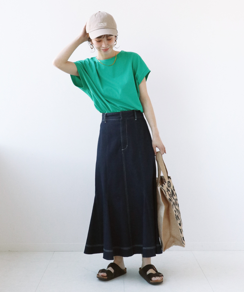 Simplicite(サンプリシテ)の「キャップスリーブTシャツ(Tシャツ/カットソー・レディース・ホワイト/ライトグレー/ブラック/グリーン・FREE)」の18枚目の写真
