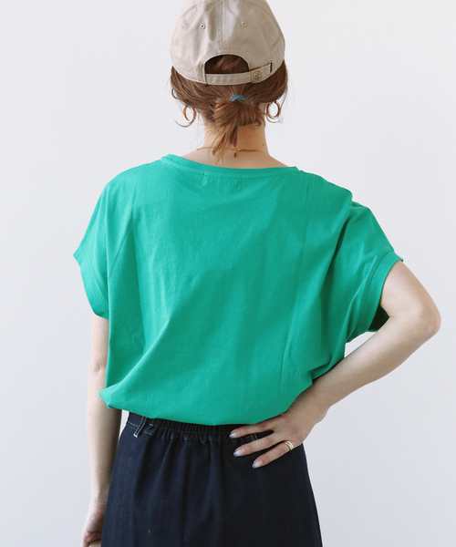 Simplicite(サンプリシテ)の「キャップスリーブTシャツ(Tシャツ/カットソー・レディース・ホワイト/ライトグレー/ブラック/グリーン・FREE)」の20枚目の写真