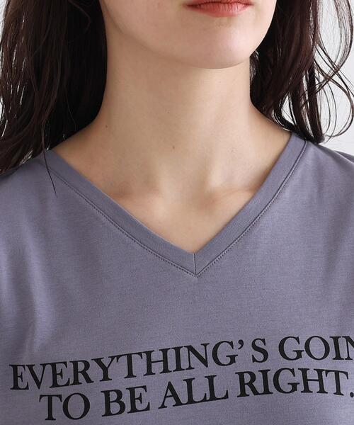 INDIVI(インディヴィ)の「◆【コットン100%】きれいめVネックロゴTシャツ(Tシャツ/カットソー・レディース・ホワイト/ブラック/ベビーピンク/パープル系4・38/34/05/15 /13/19)」の10枚目の写真