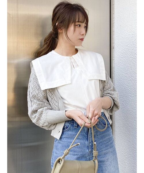 dazzlin（ダズリン）の「コンパクトクロシェカーディガン（カーディガン/ボレロ・レディース・ベージュ/グレー/オフホワイト・FREE）」の3枚目の写真