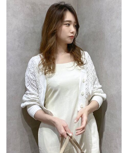 dazzlin（ダズリン）の「コンパクトクロシェカーディガン（カーディガン/ボレロ・レディース・ベージュ/グレー/オフホワイト・FREE）」の2枚目の写真