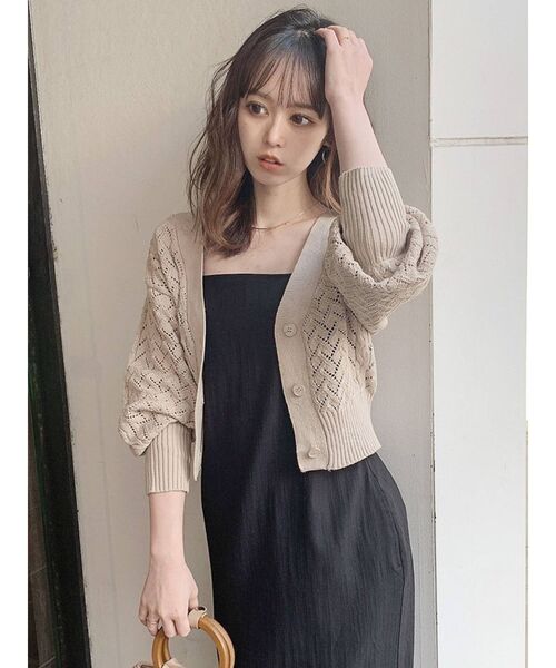 dazzlin（ダズリン）の「コンパクトクロシェカーディガン（カーディガン/ボレロ・レディース・ベージュ/グレー/オフホワイト・FREE）」の6枚目の写真