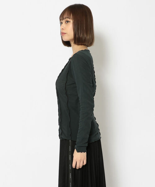 RehersalL(リハーズオール)の「rehersall/リハーズオール/ピンタックテレコロングスリーブTシャツ(Tシャツ/カットソー・レディース・ブラック/アイボリー・FREE)」の3枚目の写真