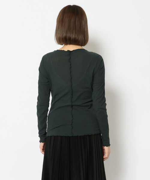 RehersalL(リハーズオール)の「rehersall/リハーズオール/ピンタックテレコロングスリーブTシャツ(Tシャツ/カットソー・レディース・ブラック/アイボリー・FREE)」の4枚目の写真