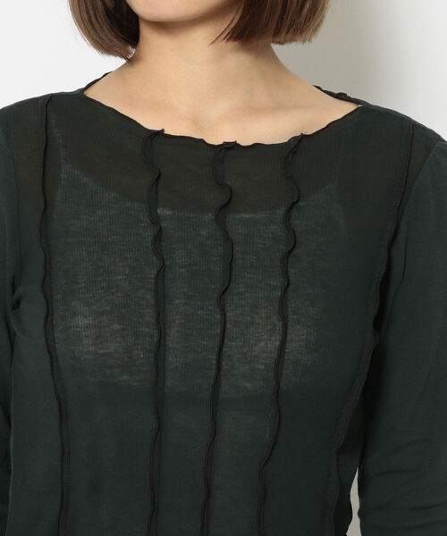 RehersalL(リハーズオール)の「rehersall/リハーズオール/ピンタックテレコロングスリーブTシャツ(Tシャツ/カットソー・レディース・ブラック/アイボリー・FREE)」の9枚目の写真
