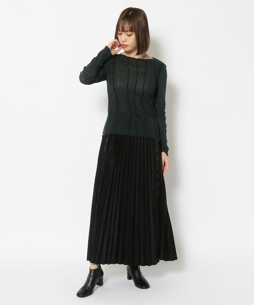 RehersalL(リハーズオール)の「rehersall/リハーズオール/ピンタックテレコロングスリーブTシャツ(Tシャツ/カットソー・レディース・ブラック/アイボリー・FREE)」の5枚目の写真