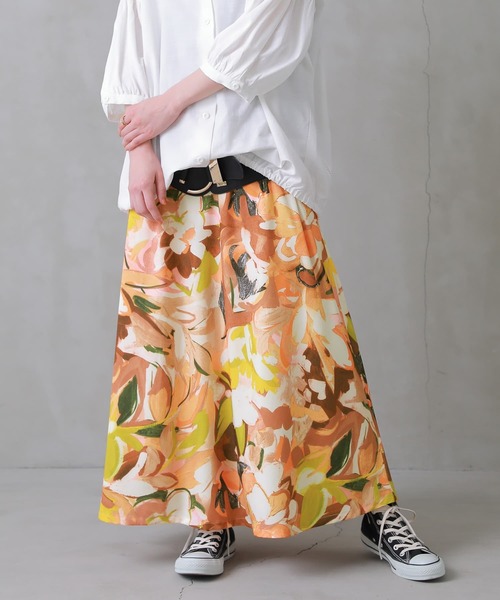 osharewalker（オシャレウォーカー）の「【廃盤】『ペイントタッチフレアスカート』（スカート・レディース・ブラウン/グリーン・FREE）」の10枚目の写真