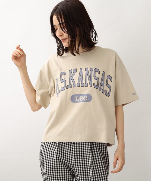 Lee(リー)の「【Lee】別注カレッジロゴTシャツ(Tシャツ/カットソー・レディース・グレー系その他/ナチュラル/アイボリー・02)」の1枚目の写真