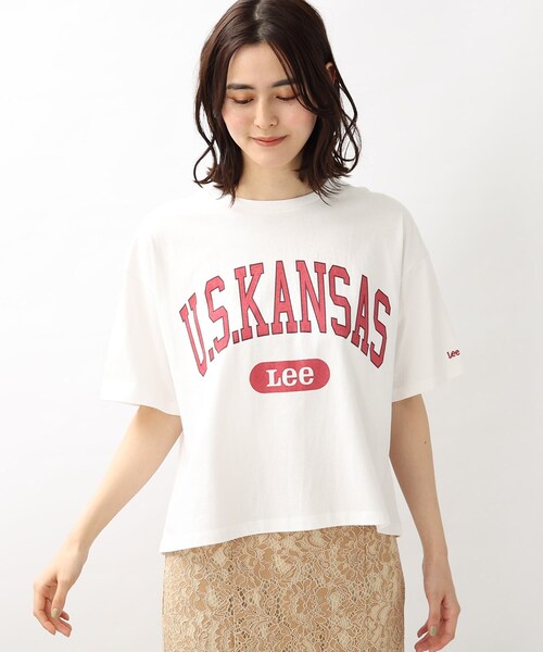 Lee(リー)の「【Lee】別注カレッジロゴTシャツ(Tシャツ/カットソー・レディース・グレー系その他/ナチュラル/アイボリー・02)」の4枚目の写真