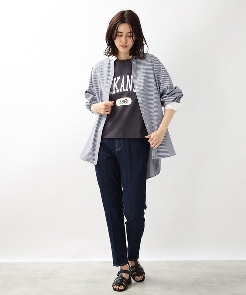 Lee(リー)の「【Lee】別注カレッジロゴTシャツ(Tシャツ/カットソー・レディース・グレー系その他/ナチュラル/アイボリー・02)」の16枚目の写真