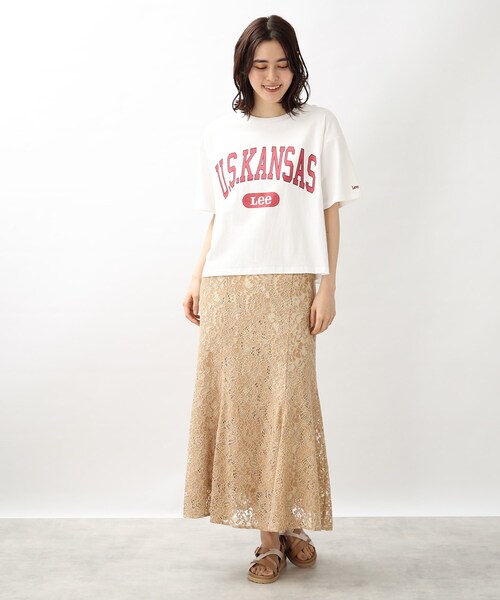 Lee(リー)の「【Lee】別注カレッジロゴTシャツ(Tシャツ/カットソー・レディース・グレー系その他/ナチュラル/アイボリー・02)」の22枚目の写真