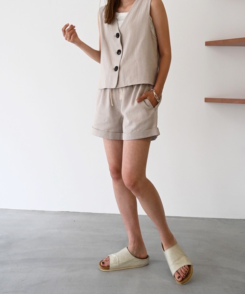 CANAL JEAN（キャナルジーン）の「RED CHOP WORKS(レッドチョップワークス) コットンへリンボーンショートパンツ（その他パンツ・レディース・ブラック/ベージュ・38/36）」の8枚目の写真