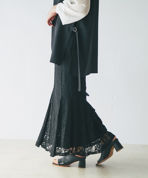 un dix cors（アンディコール）の「スタイルアップ　レースマーメードスカート（スカート・レディース・ブラック/グリーン/アッシュグレー/オレンジ・FREE）」の12枚目の写真