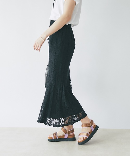 un dix cors（アンディコール）の「スタイルアップ　レースマーメードスカート（スカート・レディース・ブラック/グリーン/アッシュグレー/オレンジ・FREE）」の16枚目の写真