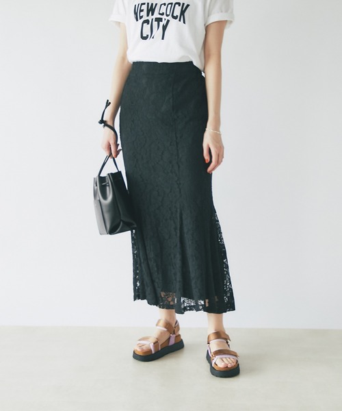 un dix cors（アンディコール）の「スタイルアップ　レースマーメードスカート（スカート・レディース・ブラック/グリーン/アッシュグレー/オレンジ・FREE）」の15枚目の写真