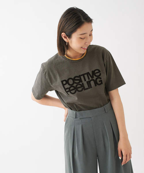 MIXTA(ミクスタ)の「《別注》【MIXTA/ミクスタ】POSITIVE FEELING S/S T-SHIR:Tシャツ(Tシャツ/カットソー・レディース・ブラック/ナチュラル・M)」の2枚目の写真