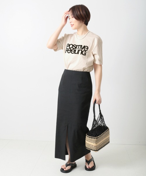 MIXTA(ミクスタ)の「《別注》【MIXTA/ミクスタ】POSITIVE FEELING S/S T-SHIR:Tシャツ(Tシャツ/カットソー・レディース・ブラック/ナチュラル・M)」の3枚目の写真