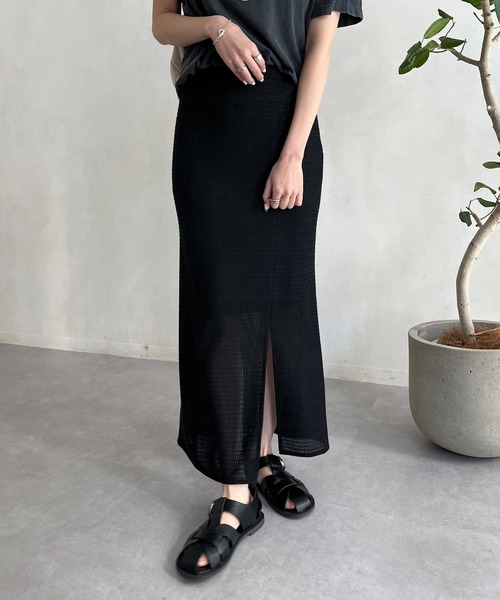 CAPRICIEUX LE'MAGE（カプリシューレマージュ）の「メッシュレースIラインスカート（スカート・レディース・ブラック/グレー・FREE）」の3枚目の写真