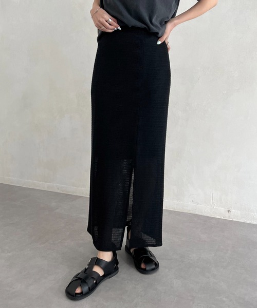 CAPRICIEUX LE'MAGE（カプリシューレマージュ）の「メッシュレースIラインスカート（スカート・レディース・ブラック/グレー・FREE）」の6枚目の写真
