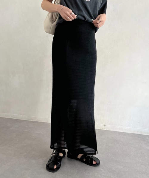 CAPRICIEUX LE'MAGE（カプリシューレマージュ）の「メッシュレースIラインスカート（スカート・レディース・ブラック/グレー・FREE）」の7枚目の写真