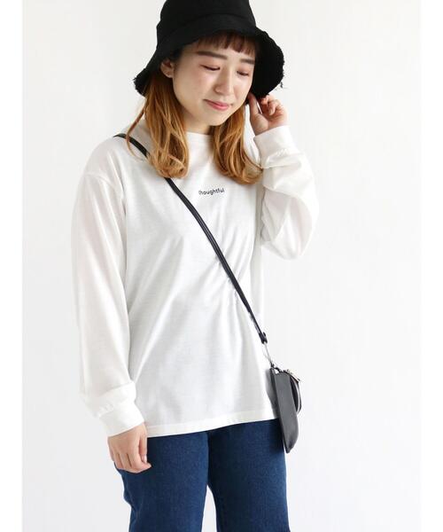 ehka sopo（エヘカソポ）の「ミニロゴプリントロンT（ニット/セーター・レディース・ブラック/オフホワイト/キナリ・ﾌﾘ-）」の4枚目の写真