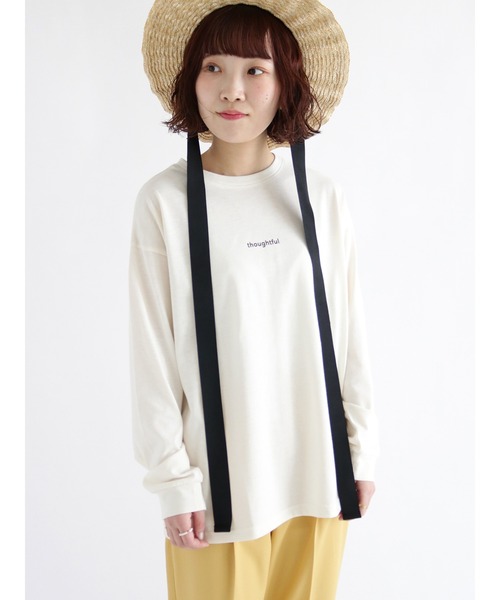 ehka sopo（エヘカソポ）の「ミニロゴプリントロンT（ニット/セーター・レディース・ブラック/オフホワイト/キナリ・ﾌﾘ-）」の2枚目の写真