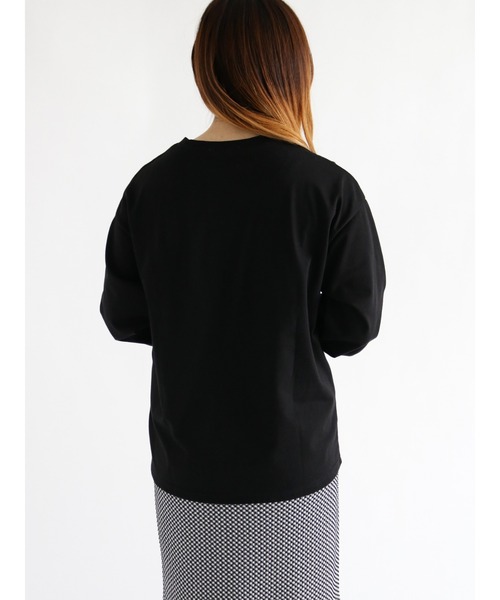 ehka sopo（エヘカソポ）の「ミニロゴプリントロンT（ニット/セーター・レディース・ブラック/オフホワイト/キナリ・ﾌﾘ-）」の7枚目の写真