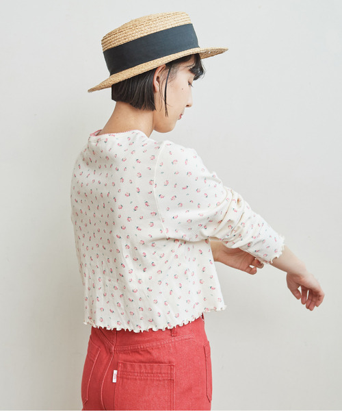 CHILD WOMAN（チャイルドウーマン）の「フライス小花プリント カーディガン（Tシャツ/カットソー・レディース・ブルー/アイボリー・FREE）」の15枚目の写真