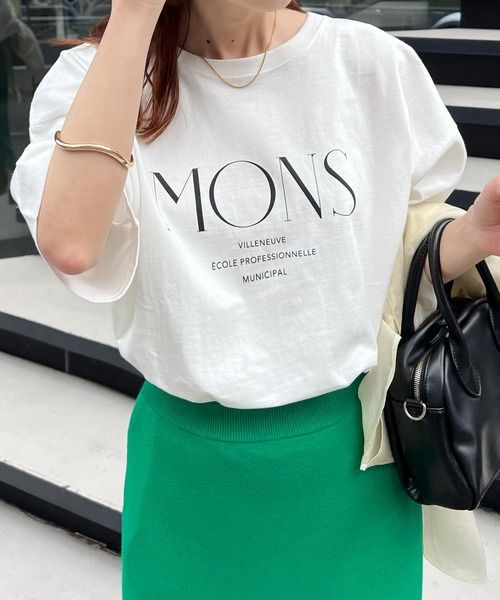 DISCOAT（ディスコート）の「MONSプリントTシャツ（Tシャツ/カットソー・レディース・オフホワイト/グリーン/チャコールグレー・FREE）」の9枚目の写真