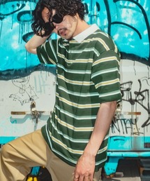 improves | レトロ ボーダー ルーズシルエット 長袖ポロシャツ(ポロシャツ)