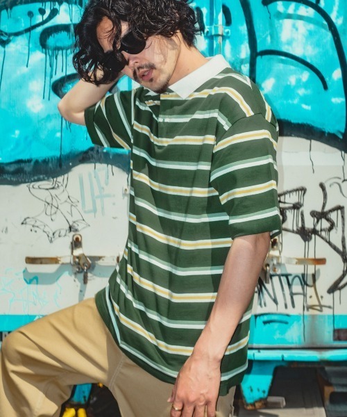 improves（インプローブス）の「レトロ ボーダー ルーズシルエット 半袖ポロシャツ（ポロシャツ・メンズ・B/A/D/E/C・LARGE/X-LARGE/MEDIUM）」の4枚目の写真