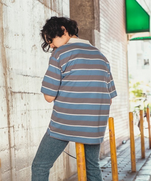 improves（インプローブス）の「レトロ ボーダー ルーズシルエット 半袖ポロシャツ（ポロシャツ・メンズ・B/A/D/E/C・LARGE/X-LARGE/MEDIUM）」の10枚目の写真