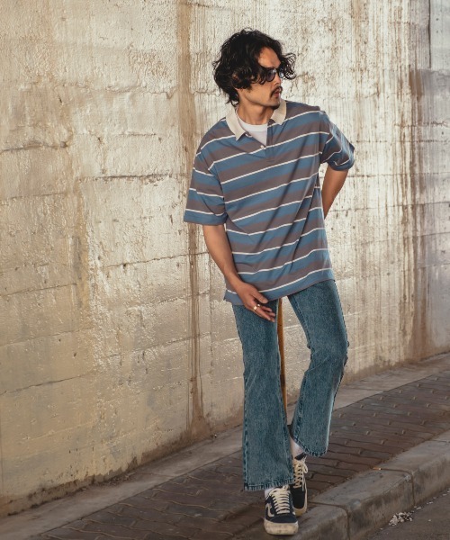 improves（インプローブス）の「レトロ ボーダー ルーズシルエット 半袖ポロシャツ（ポロシャツ・メンズ・B/A/D/E/C・LARGE/X-LARGE/MEDIUM）」の22枚目の写真