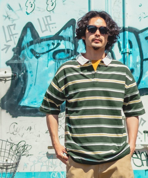 improves（インプローブス）の「レトロ ボーダー ルーズシルエット 半袖ポロシャツ（ポロシャツ・メンズ・B/A/D/E/C・LARGE/X-LARGE/MEDIUM）」の18枚目の写真