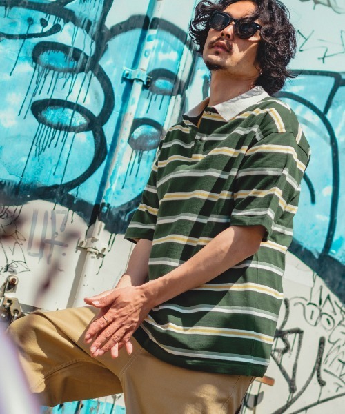 improves（インプローブス）の「レトロ ボーダー ルーズシルエット 半袖ポロシャツ（ポロシャツ・メンズ・B/A/D/E/C・LARGE/X-LARGE/MEDIUM）」の6枚目の写真