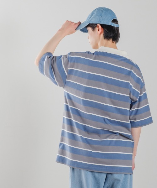 improves（インプローブス）の「レトロ ボーダー ルーズシルエット 半袖ポロシャツ（ポロシャツ・メンズ・B/A/D/E/C・LARGE/X-LARGE/MEDIUM）」の11枚目の写真